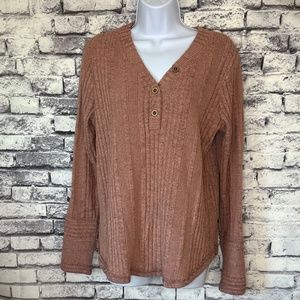 P.S. Love Long Sleeve Heather Clay Colored shirt Size M